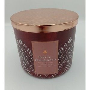 BATH & BODY WORKS HARVEST POMEGRANATE 3-WICK SCENTED CANDLE. NEW